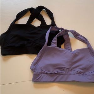 High Support Cross Back Bra in Black and Opaline.